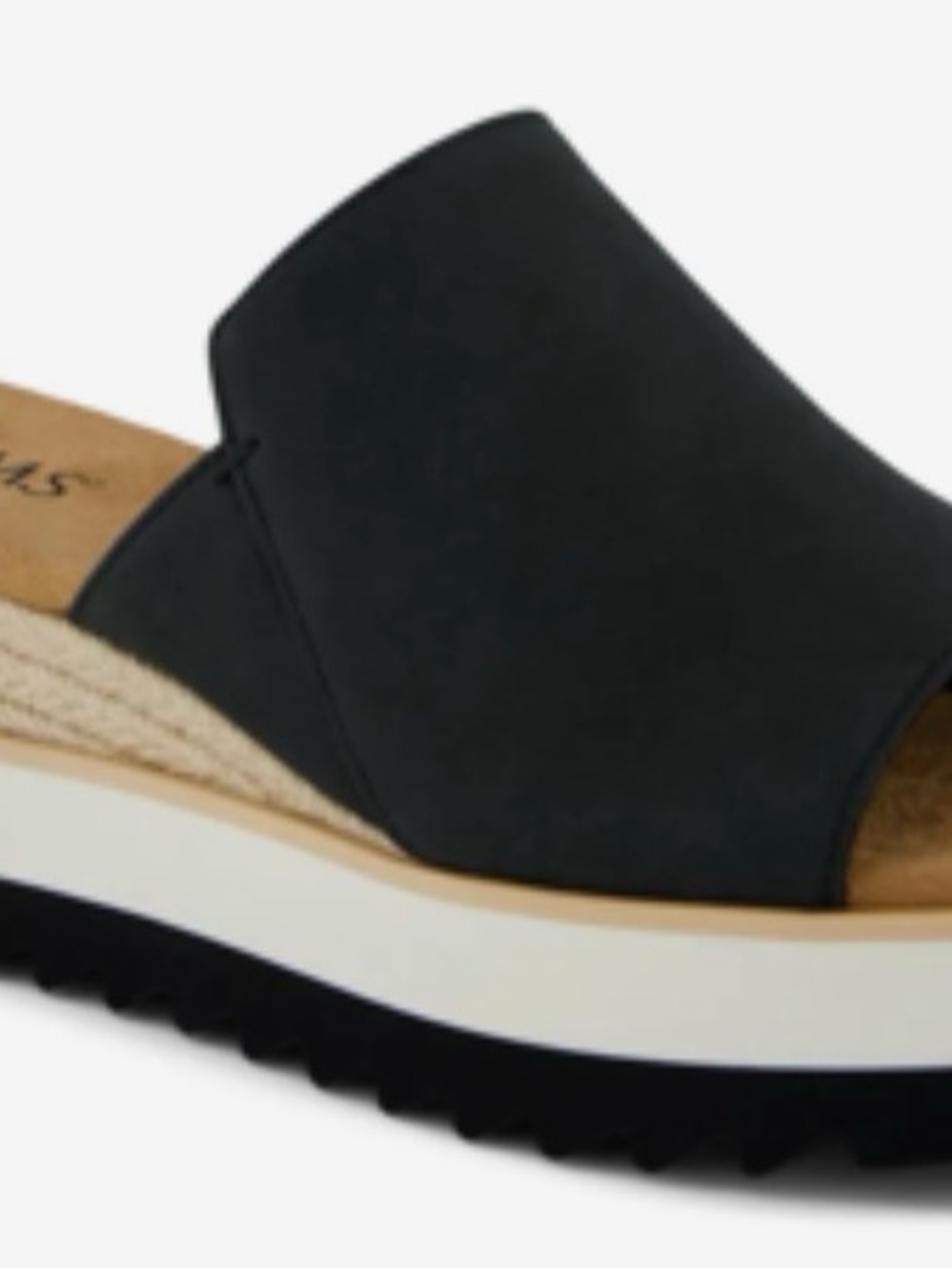 Toms LEATHER UPPER Diana Espadrille Wedge Slide in Black and Tan - Picture 2 of 8